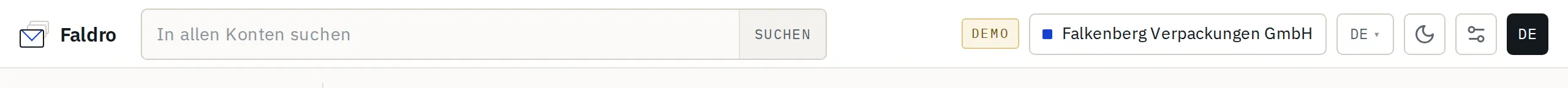 Organisationsumschalter im Kopfbereich