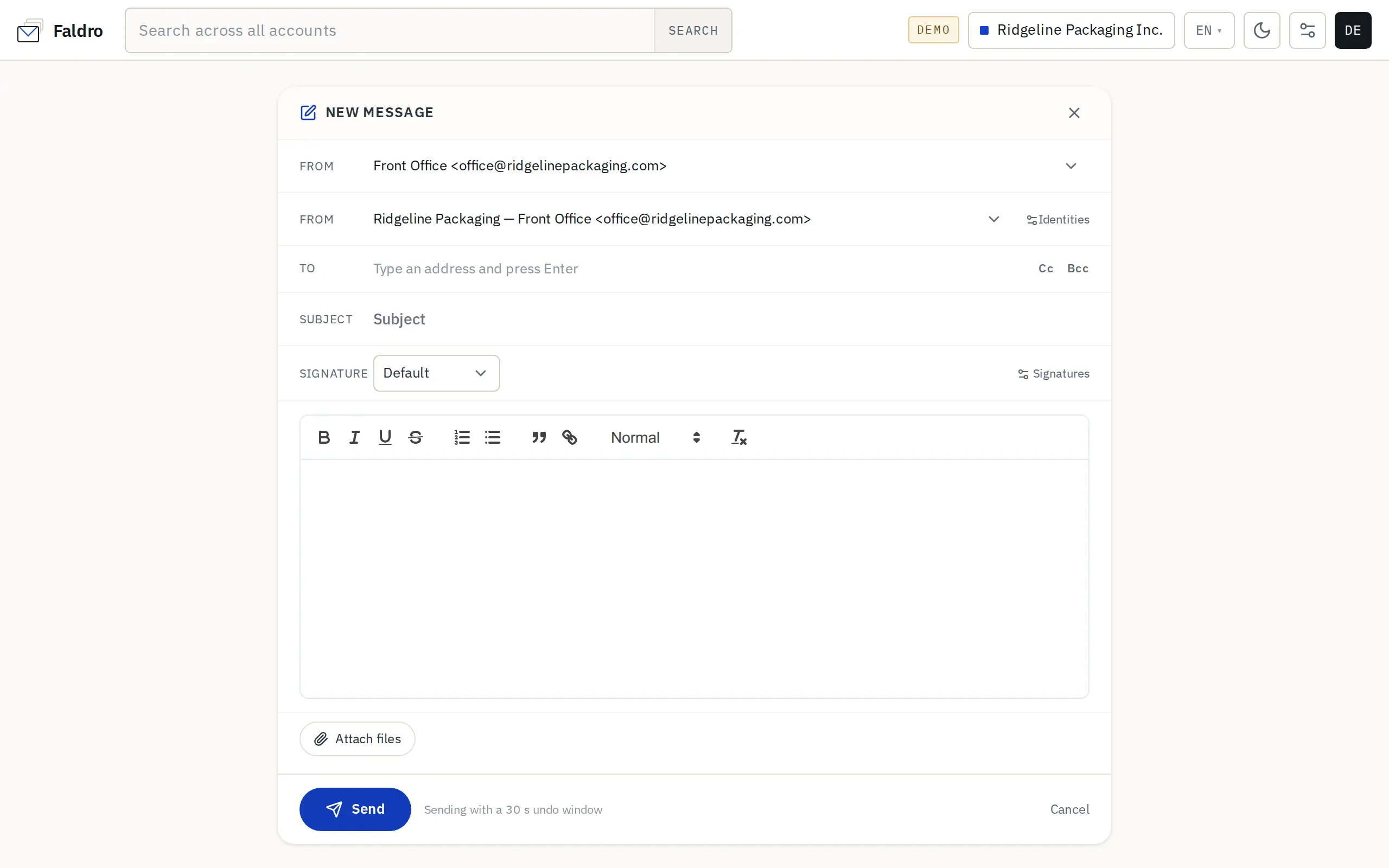 The new message window