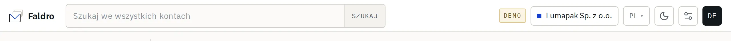 Przełącznik organizacji w nagłówku